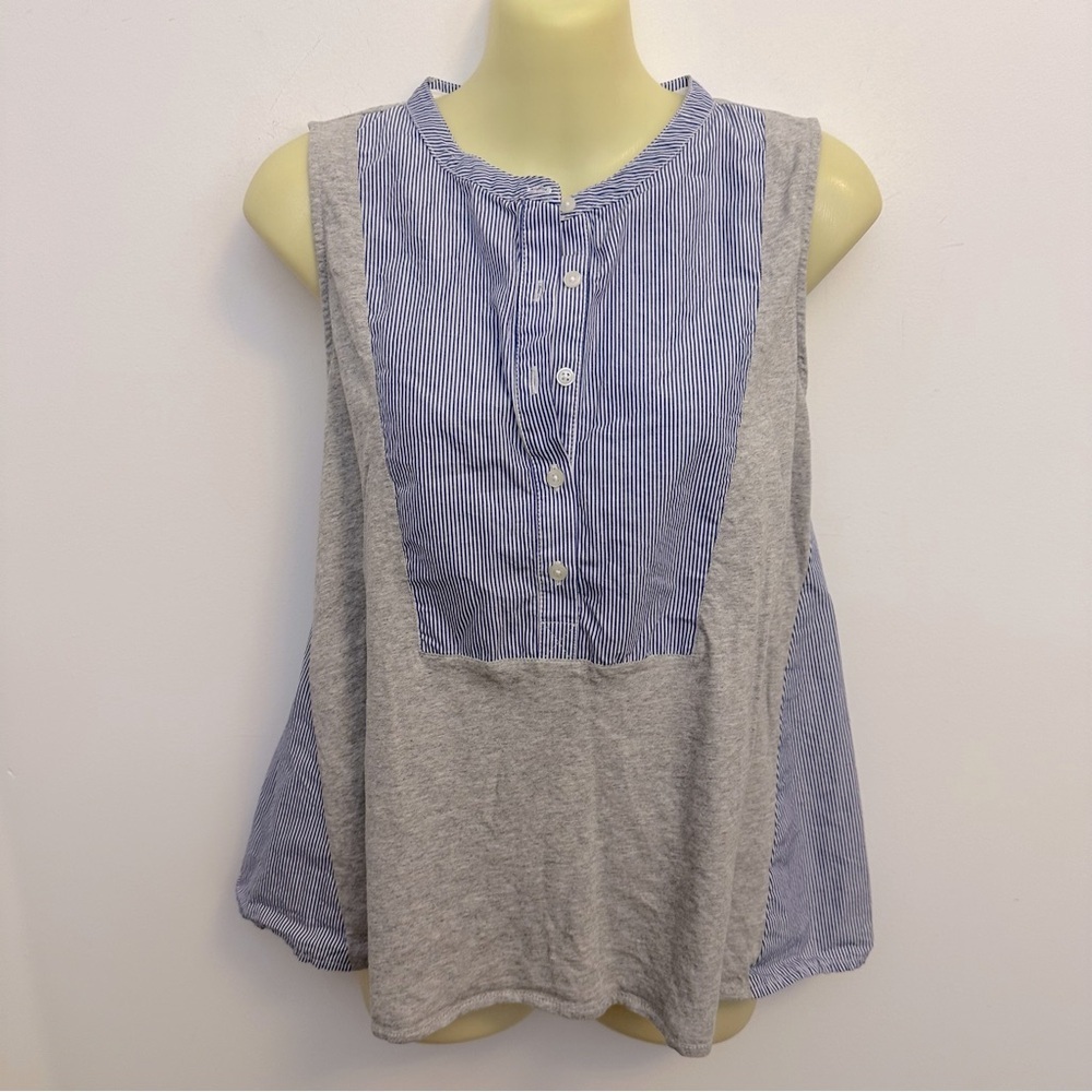 NWT J. Crew Blue and Gray Sleeveless Blouse